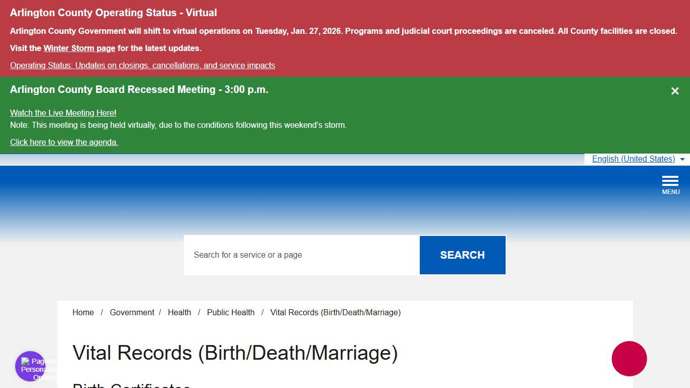 Vital Records (Birth/Death/Marriage) – Official Website of Arlington County Virginia Government